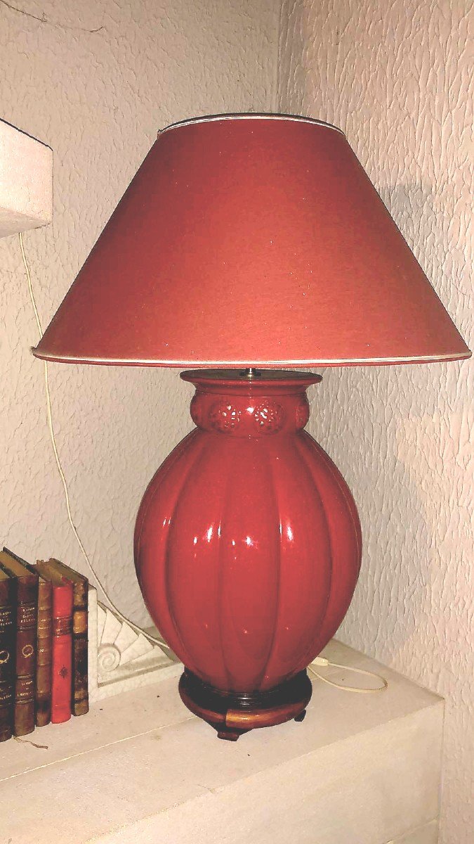 Grande Lampe Rouge Rubis Ceramique -photo-2