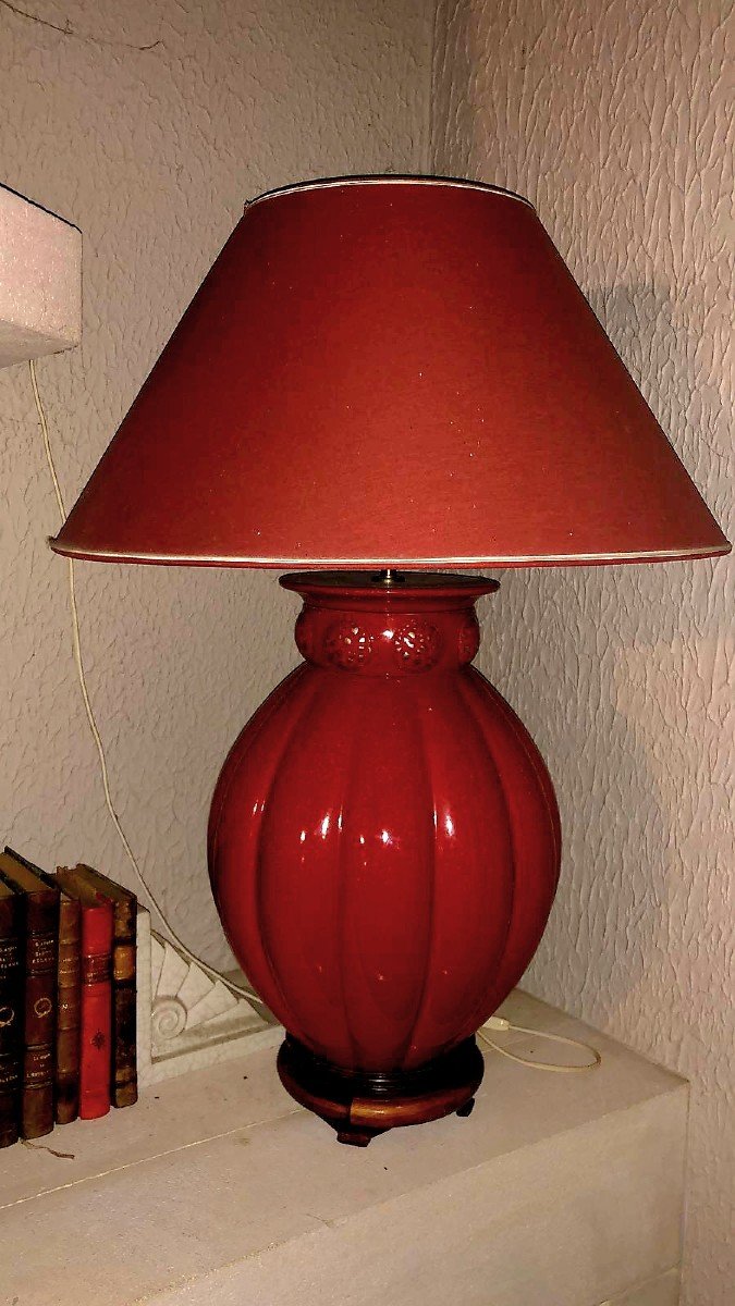Grande Lampe Rouge Rubis Ceramique -photo-3