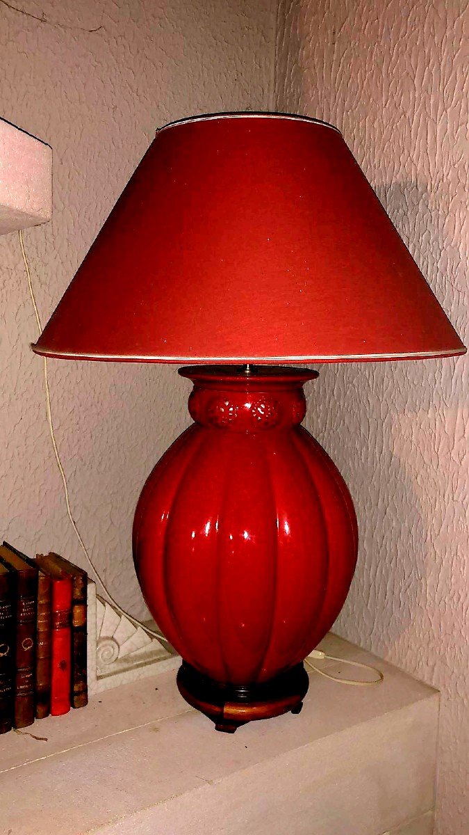Grande Lampe Rouge Rubis Ceramique 