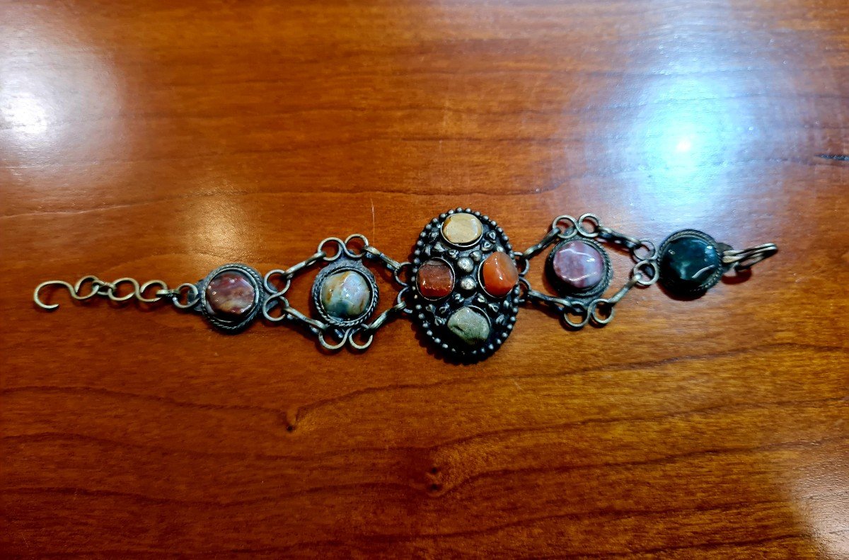 Bracelet Argent Mineraux Ancien berbere nord africain orientaliste oriental -photo-3