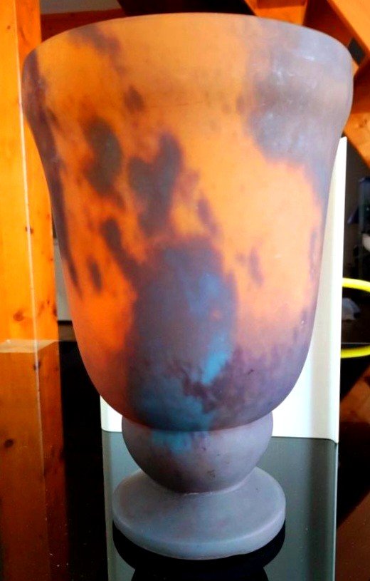 Imposing Clouded Glass Vase Signed Lorrain (daum) Nancy School-photo-2