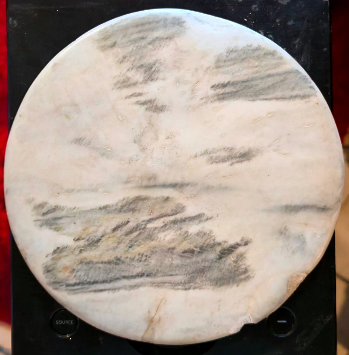 Rare Grande Pierre asiatique a images , de rèves  chinoise ronde période Qing  Meiji cachet -photo-2