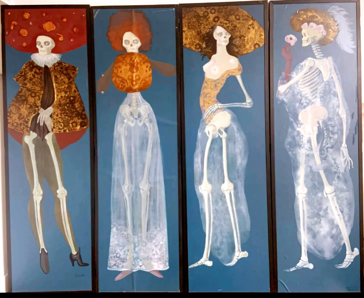 Leonor Fini Important Double-sided Screen 160 Cm High Surrealism.-photo-3