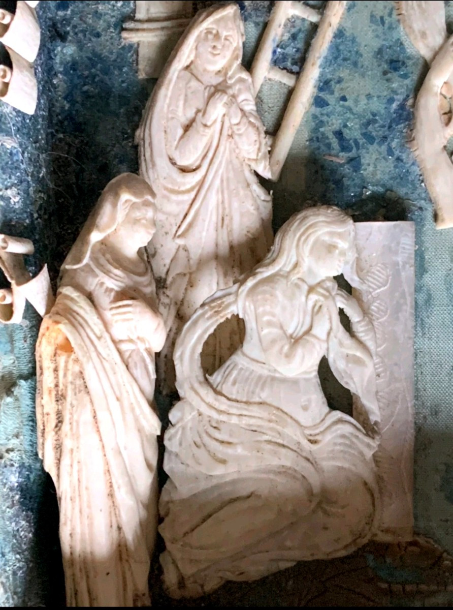 Retable de devotion  Reliquaire Paperolle circa XVIIIe siecle porcelaine-photo-5