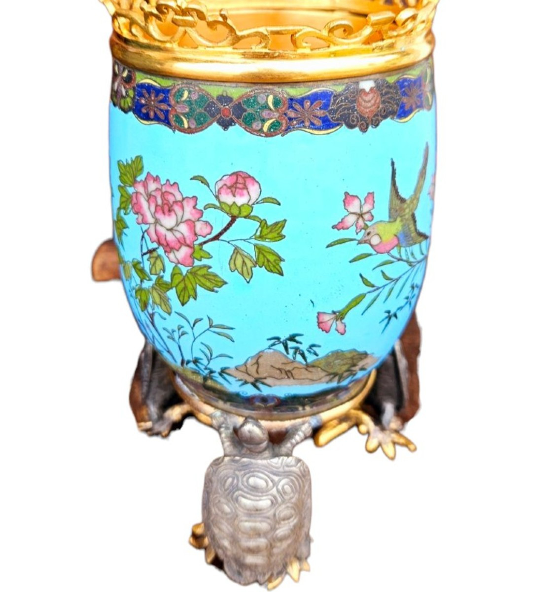 Japanese-style Cloisonné Enamel Vase/incense Burner By Maison Alphonse Giroux & Cie, Paris, Circa 1875
