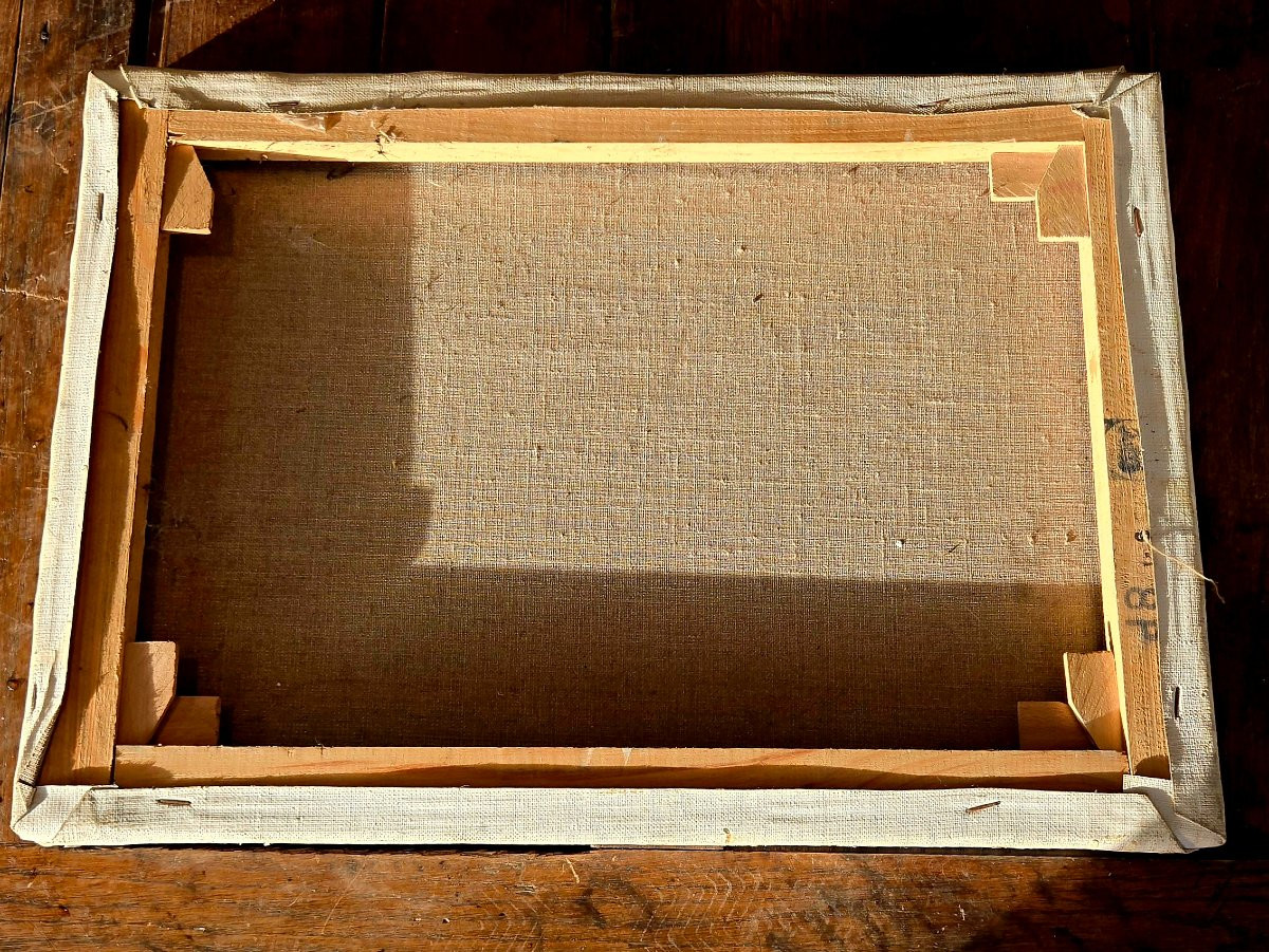 École française 1910–1930 Paysage lacustre huile sur toile  barbizon tableau peinture  1 -photo-2