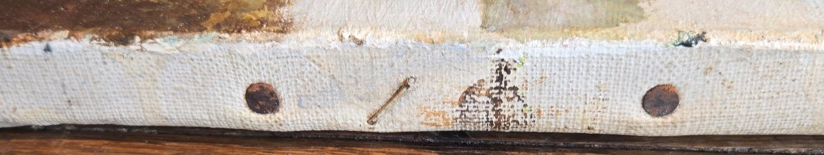 École française 1910–1930 Paysage lacustre huile sur toile  barbizon tableau peinture  1 -photo-3