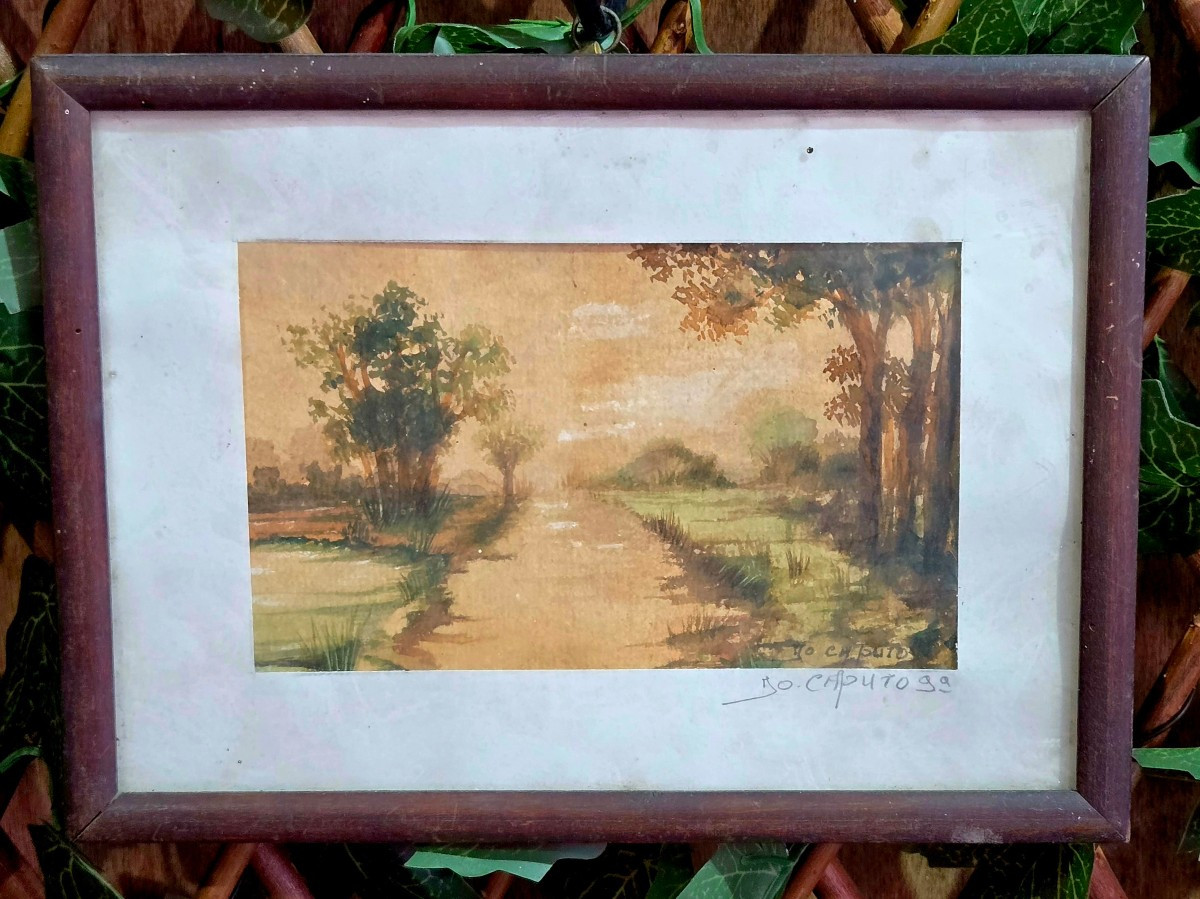 Paysage méridional, aquarelle Œuvre de plein air école franco-italienne tableau peinture  2-photo-3
