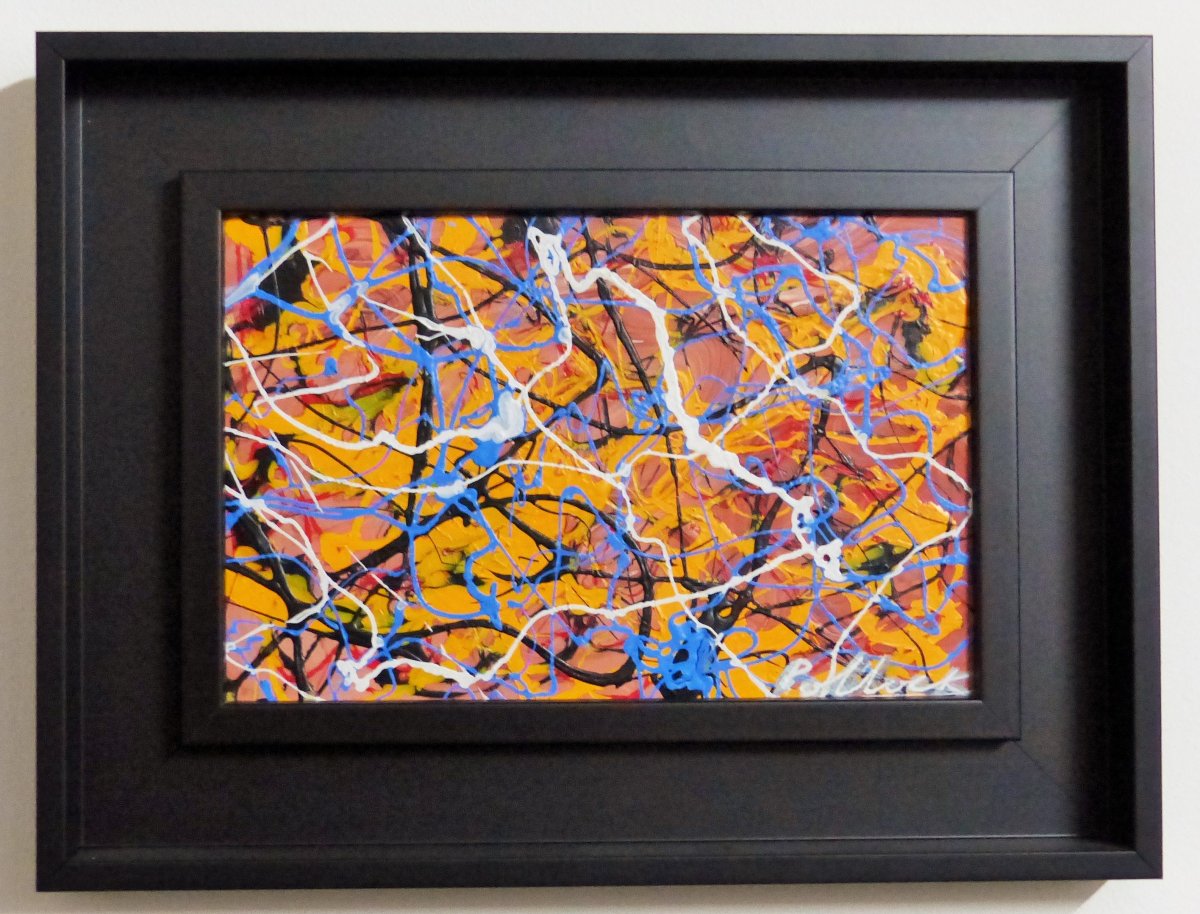 Oil On Panel Framed American Box Hsp Abstract Art Signature Apocrypha Pollock Art Contemporain Peinture A L Huile Vintage Design