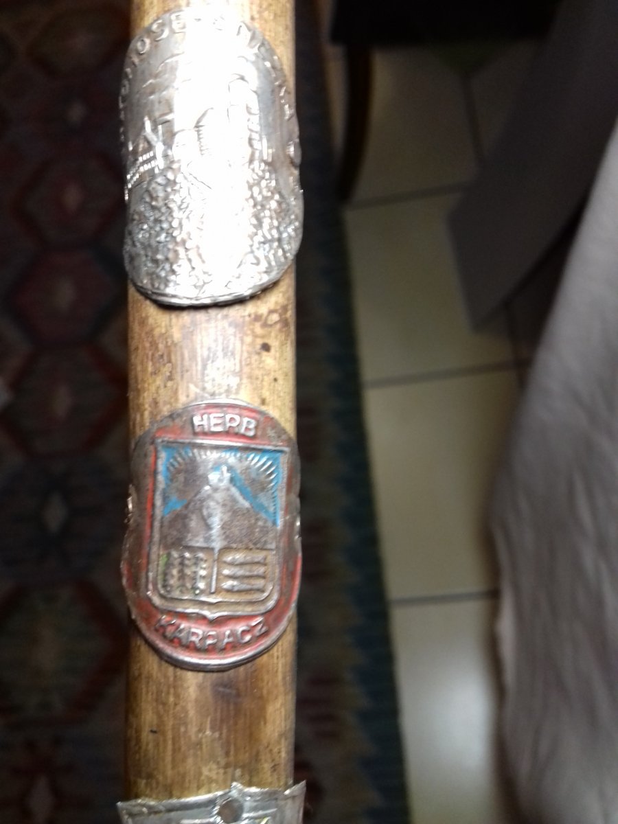 Rare Old Mountain Cane Folk Art Insignia Cols Franchis Early XX Eme-photo-4