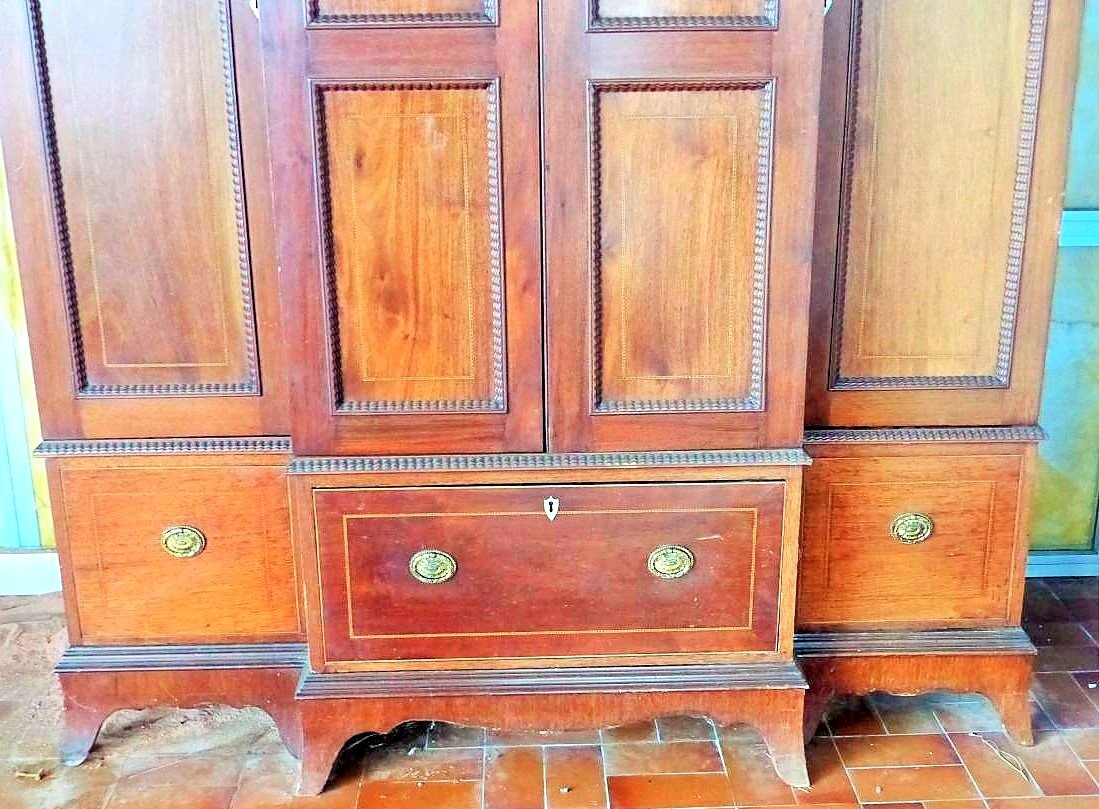 19th Century Mahogany Directoire Cabinet Wardrobe Dressing-photo-3