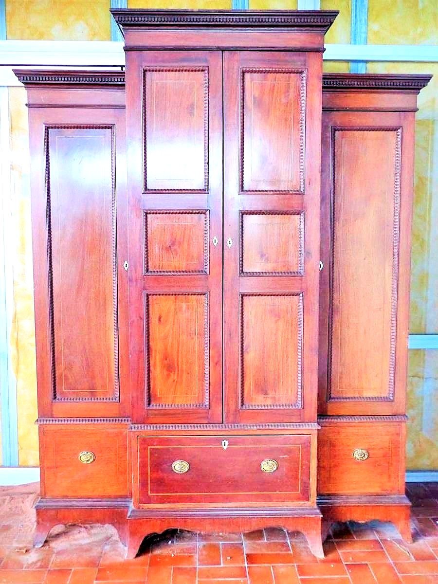 19th Century Mahogany Directoire Cabinet Wardrobe Dressing-photo-1