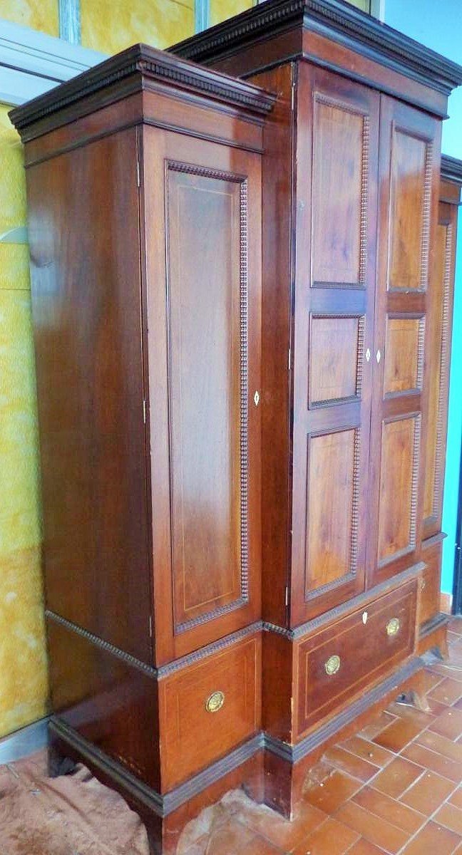 19th Century Mahogany Directoire Cabinet Wardrobe Dressing-photo-2