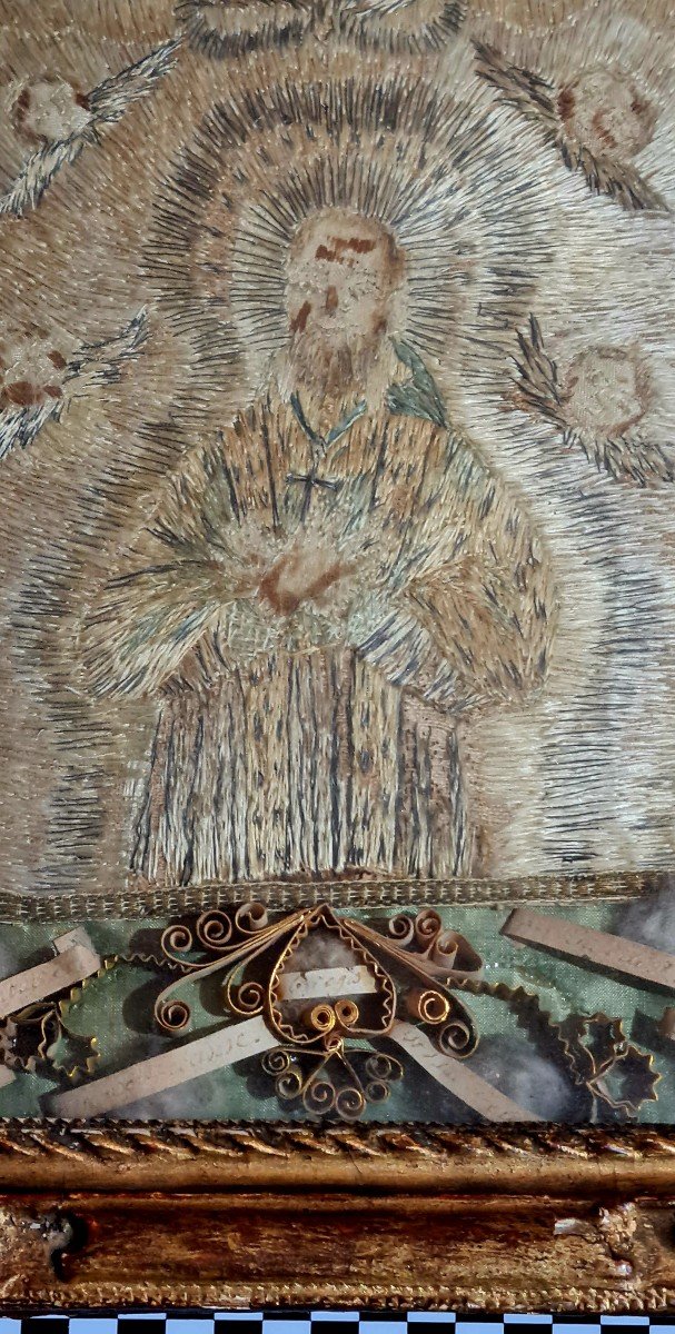 Louis XIV Reliquary Paperole XVII XVIII Eme Eme Circa 17 Eme Siecle Ex Voto Relics God Christ Religious Saint Francois Noel  Esprit Saint -photo-4