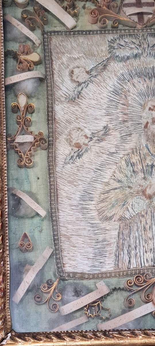 Louis XIV Reliquary Paperole XVII XVIII Eme Eme Circa 17 Eme Siecle Ex Voto Relics God Christ Religious Saint Francois Noel  Esprit Saint -photo-5