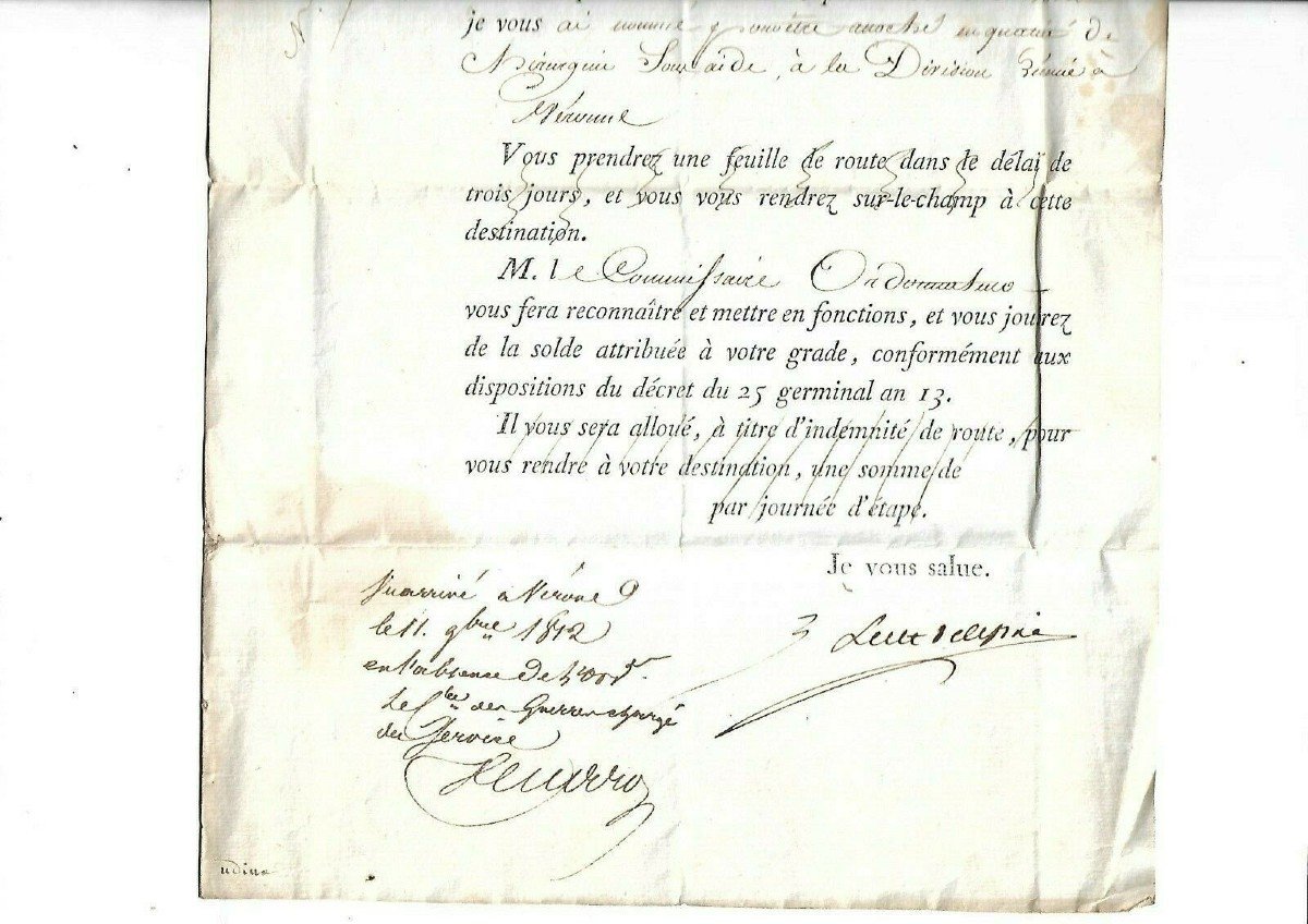 1812 Letter Signed Marechal Clarke Duc De Feltre Minister War Napoleon Empire-photo-2