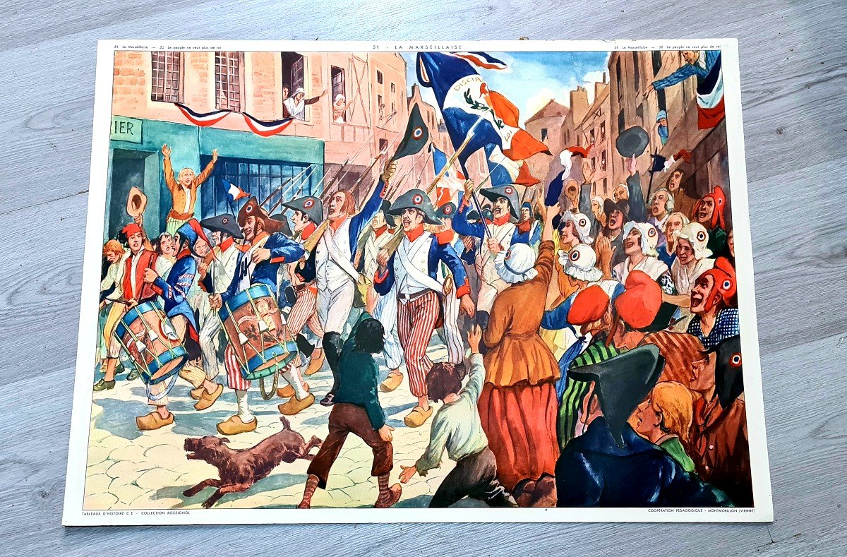 Grande Affiche litho  Rossignol la marseillaise le peuple ne veut plus de roi revolution francaise