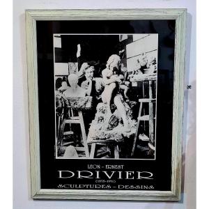 Leon Ernest Drivier Sculpture Et Dessins Rare Affiche Photo encadré 