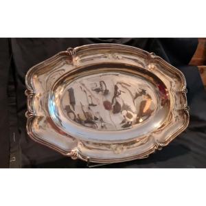 Minerva Sterling Silver XIX Eme Monogram Plat De Presentation Boin Taburet Decor Shell Napoleon 3 .minerve Premier Titre .napoléon IIIi 