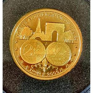 2 grammes Medaille En Or 2 Euros 2 Francs 