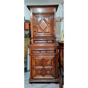 Circa Louis XIII Cabinet With Shrinkage Circa Period XVII Walnut