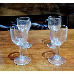 Serie 4 Verres Cristal soufflé XIX Eme Saint Louis Ou Baccarat