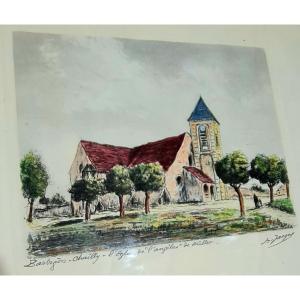 Original XIX Barbizon Charles Jacque Eau Forte Gravure Aquatinte Chailly eglise de l angelus de Millet