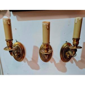 Series Of 3 Bronze Gilded Wall Lights