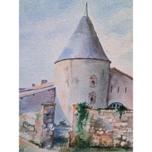 Aquarelle Chateau Demeure 