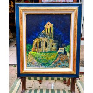 Tableau Van Gogh Huile Sur Toile Eglise Auvers Sur Oise A La Deux Chevaux 