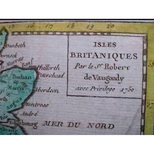 Carte  d epoque circa 1750 XVIII  18e  :  Angleterre Iles Britanniques  anglais anglaise