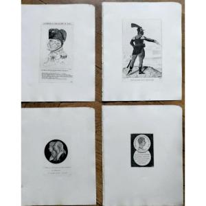 4 Caricatures Anglaises  Bonaparte Louis XVI  T. Louverture circa 1877  anglais napoleon roi 