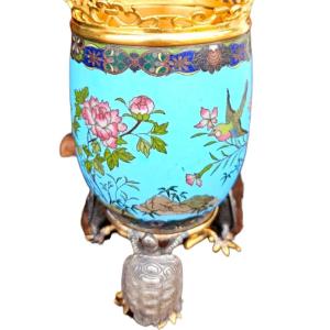 Vase/Brûle-parfum japonisant en émail cloisonné  Maison Alphonse Giroux & Cie, Paris, vers 1875