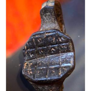 Medieval Signet Ring (13th–14th Century), Grid Type With Pseudo-scriptural Symbols   