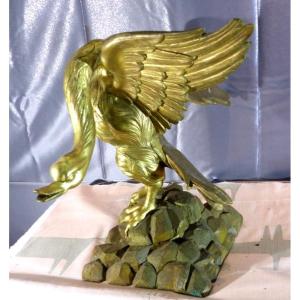 statue Cygne bois doré  Bois Dore Epoque XVII / XVIII Eme louis xiv statuaire doré genes Italie 