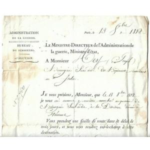 1812  Lettre Signée Marechal Clarke  Duc De Feltre  Ministre  Guerre  Napoléon  Empire