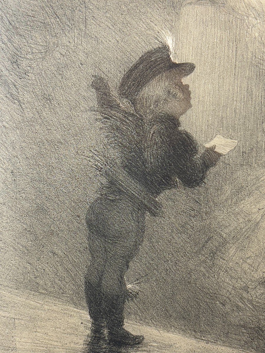 Charles Léandre - Le petit messager - Lithographie-photo-2