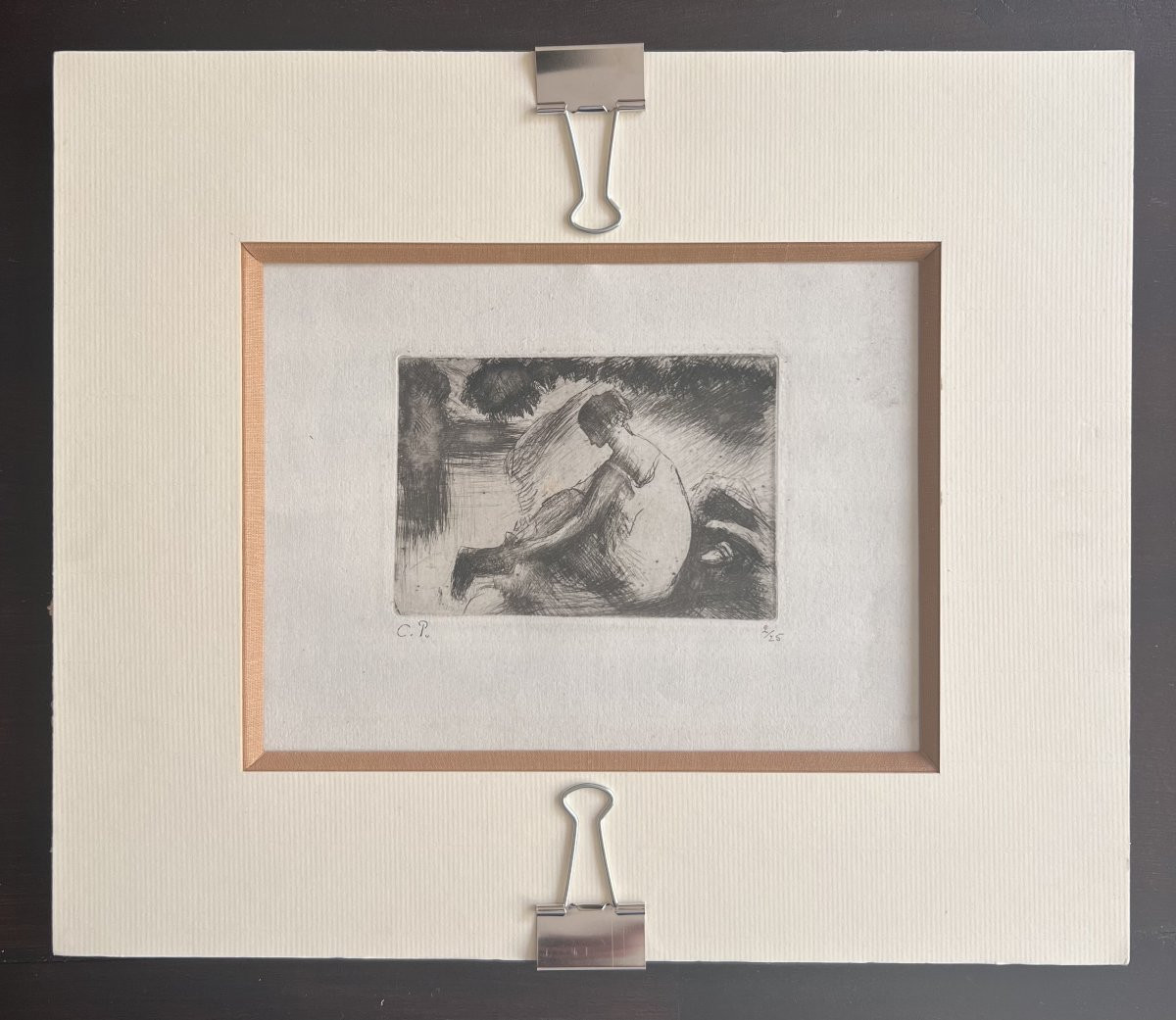 Camille Pissarro - Baigneuse Mettant Ses Bas - Etching-photo-1