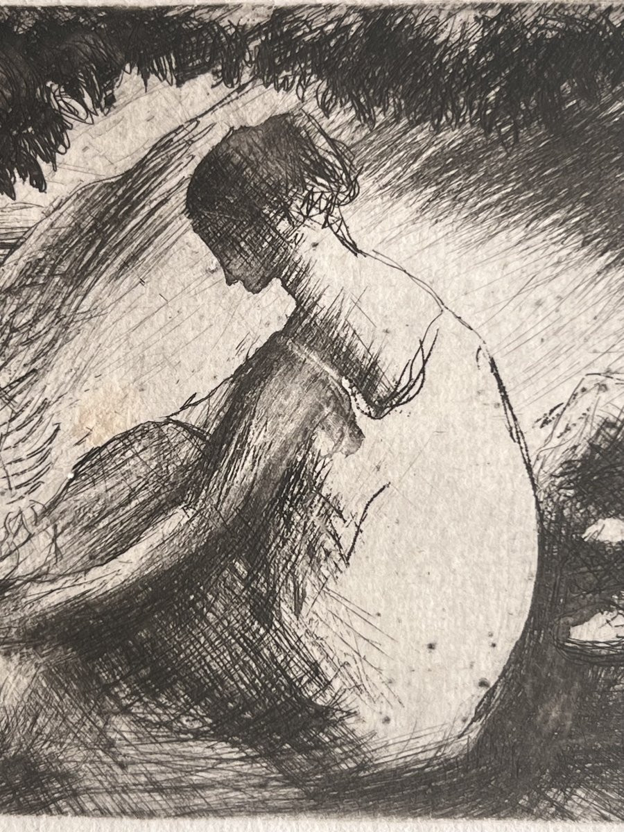 Camille Pissarro - Baigneuse Mettant Ses Bas - Etching-photo-4