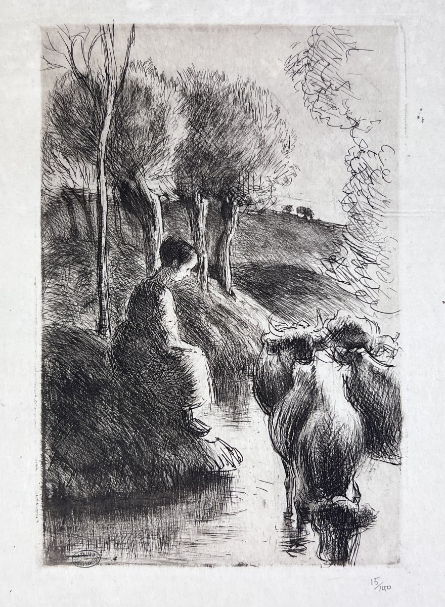 Camille Pissarro - Vachere Au Bord De l'Eau - Etching And Drypoint