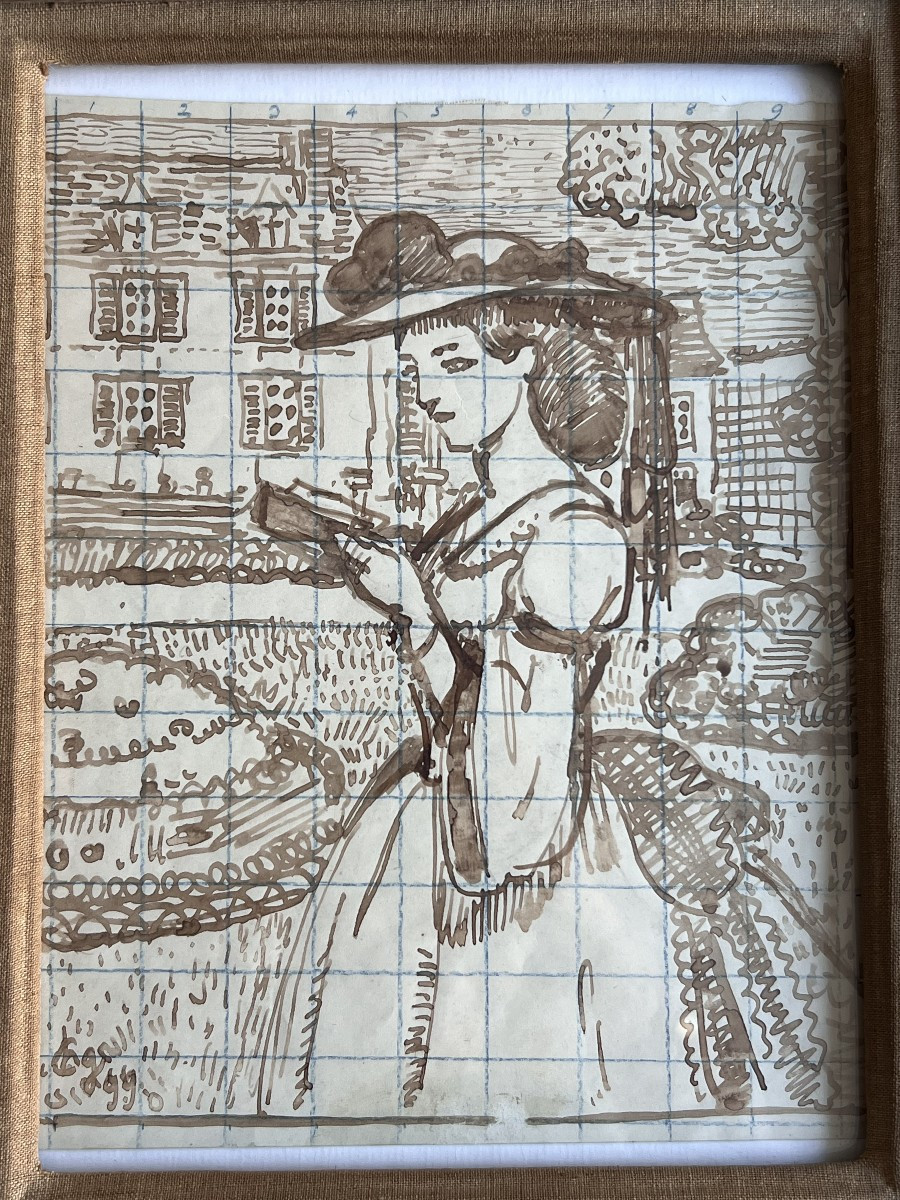 Charles Guerin - Reading In The Park - Drawing-photo-1