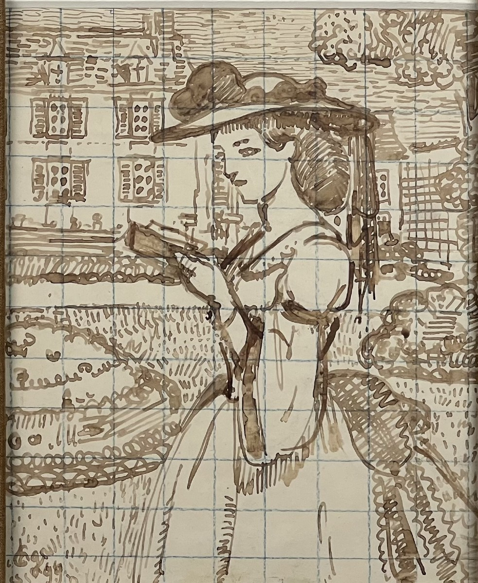 Charles Guerin - Reading In The Park - Drawing-photo-1