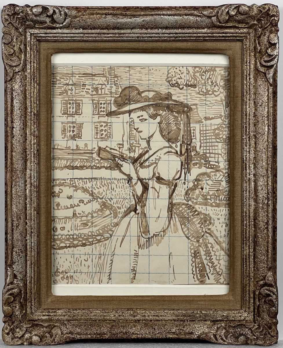 Charles Guerin - Reading In The Park - Drawing