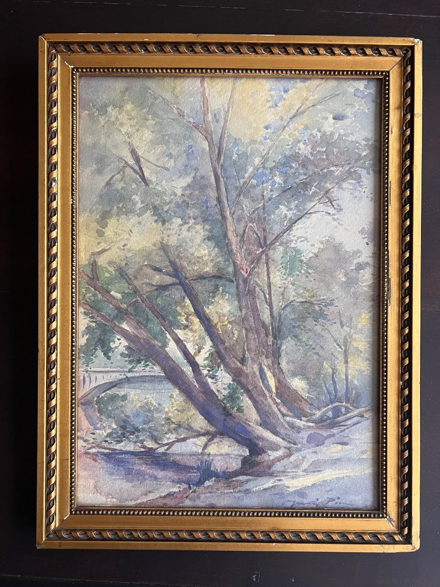 Signature To Be Identified - Landscape - Watercolor-photo-2