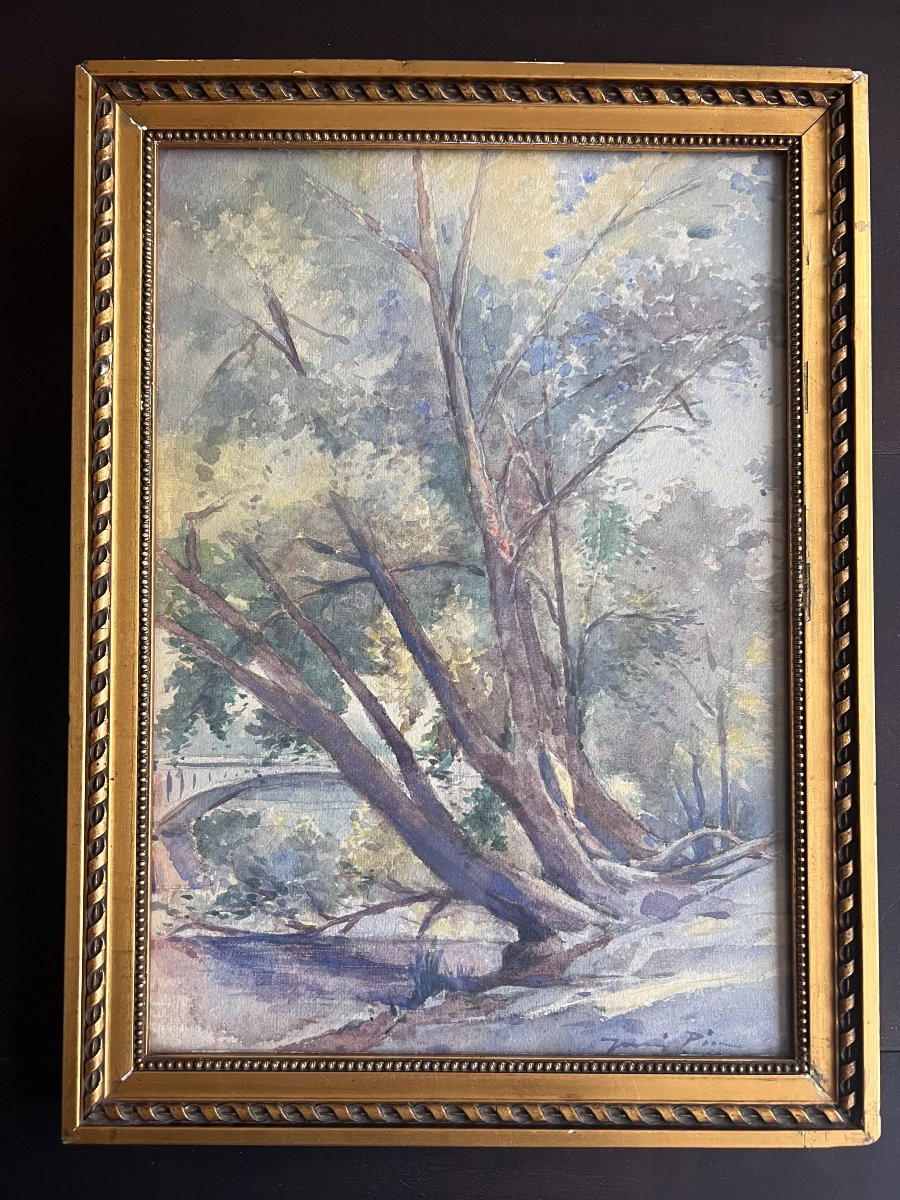 Signature To Be Identified - Landscape - Watercolor-photo-3