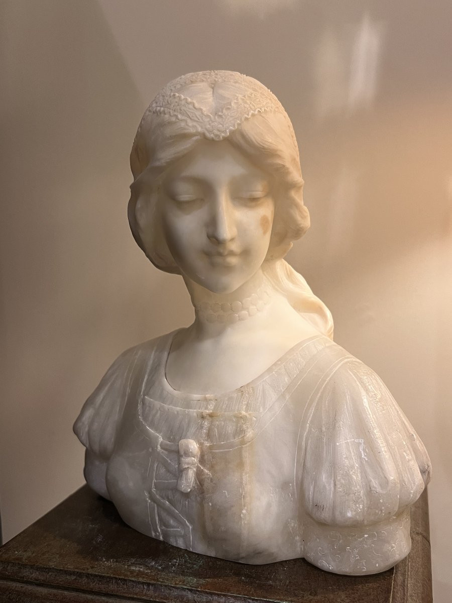 Attribué à Emilio Fiaschi - Laura - buste en albâtre-photo-3