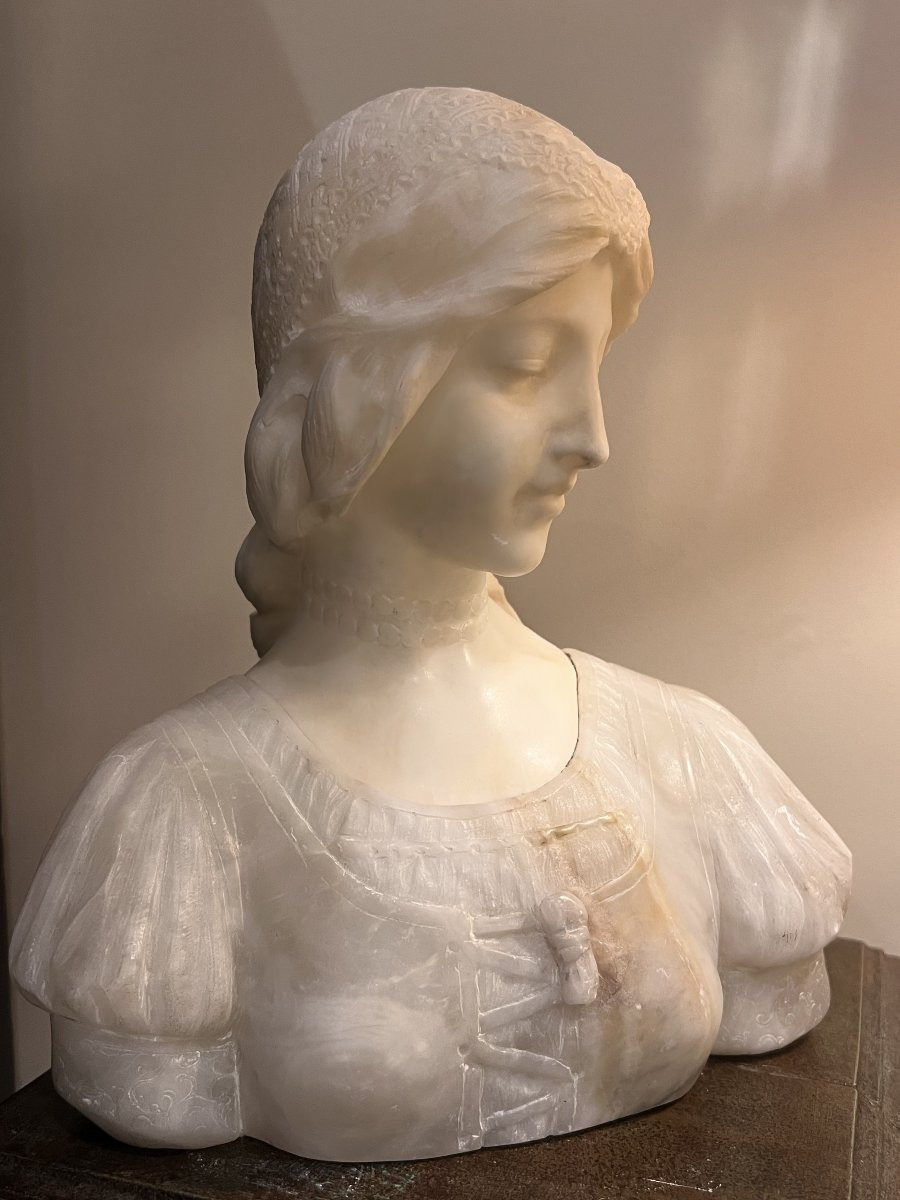 Attribué à Emilio Fiaschi - Laura - buste en albâtre-photo-4