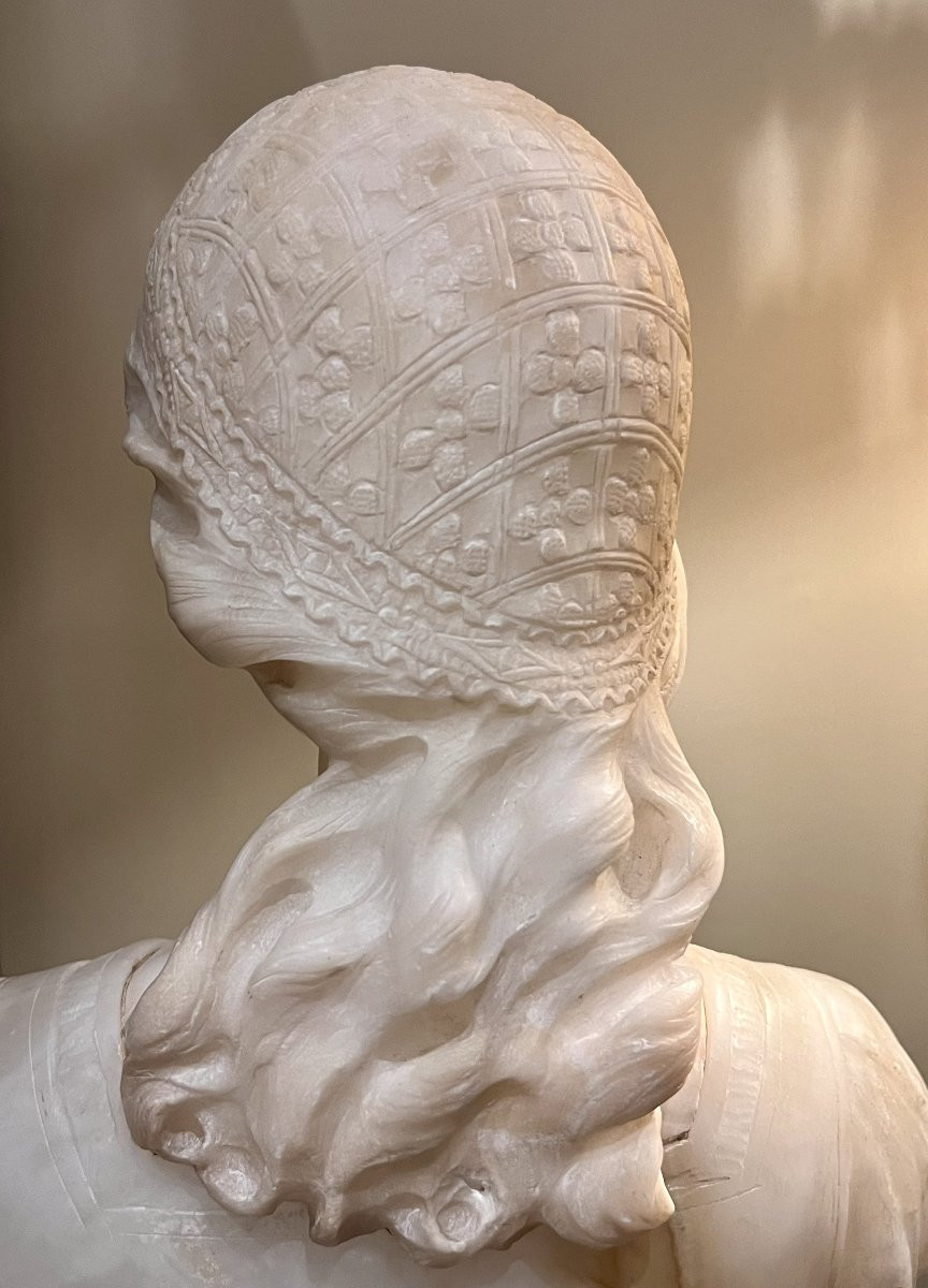 Attribué à Emilio Fiaschi - Laura - buste en albâtre-photo-1