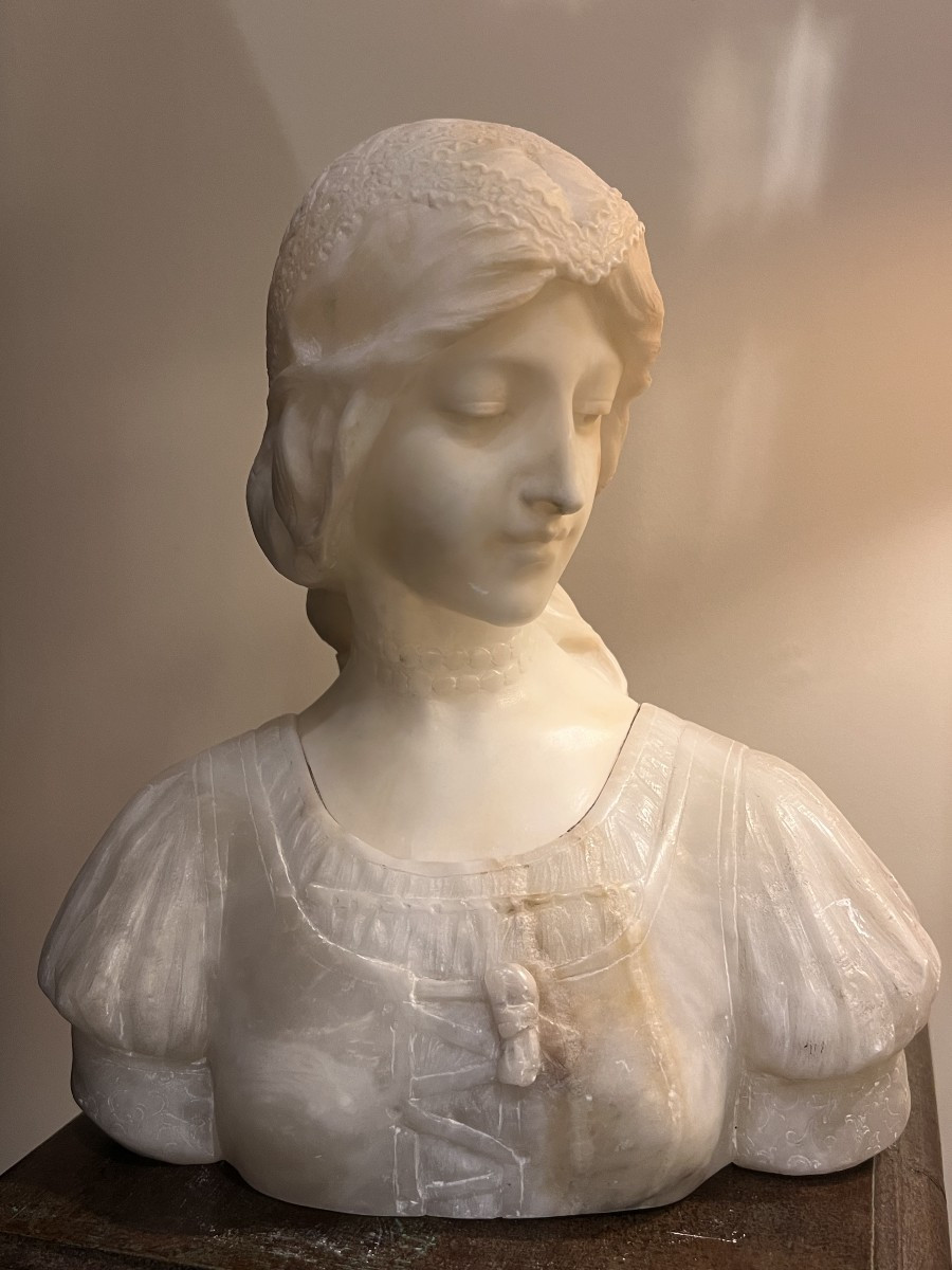 Attribué à Emilio Fiaschi - Laura - buste en albâtre