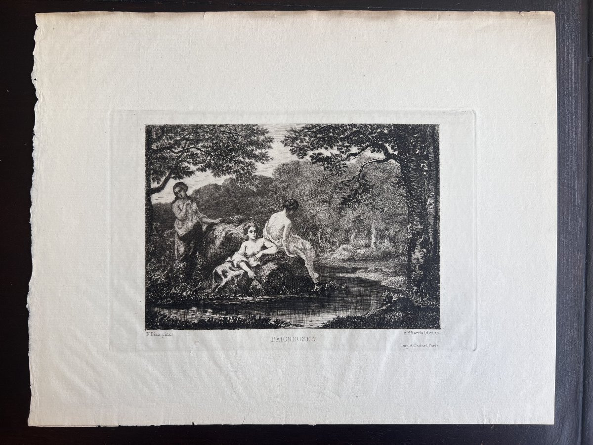 A.-P. Martial (Adolphe-Martial Potémont, dit) d'après Narcisse Diaz, Baigneuses, eau-forte-photo-2
